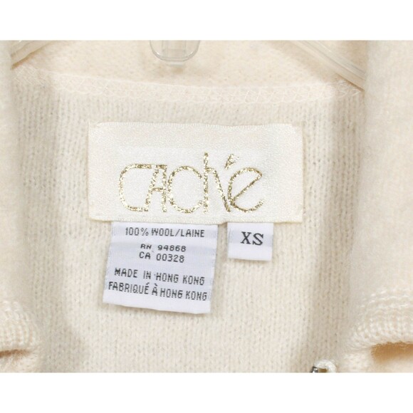 Vintage Caché Zip Up Ivory Cream Boiled Wool Jacket Blazer Zip Pockets Size XS - Picture 4 of 4
